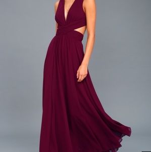 Lulu's Burgundy Cut Out Maxi Dress